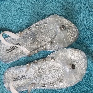 NEW! Michael Kors Silver Glitter Sandals